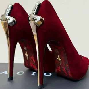 12厘米宝剑超高跟防水台细跟红底利刃个性权杖御姐风真皮单鞋女