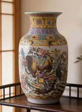 清乾隆仿古珐琅彩瓷瓶景德镇陶瓷花瓶中式客厅插花博古架玄关摆件