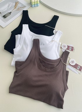 塞德纳6992莫代尔无缝背心单穿打底一体固定杯二合一女士背心工字