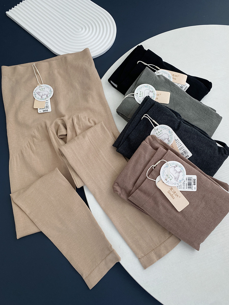 塞德纳6892绵羊毛莫代尔女秋裤中腰包臀提臀保暖裤不掉裆卡裆长裤