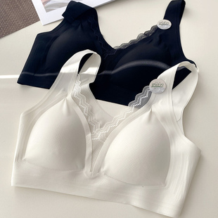 夏薄清盈裸感奶皮衣蕾丝V领无痕软提拉固定杯文胸内衣3755宽肩带