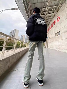 美式高街五角星字母加厚羽绒服男冬季宽松潮牌面包服棉服棉袄外套