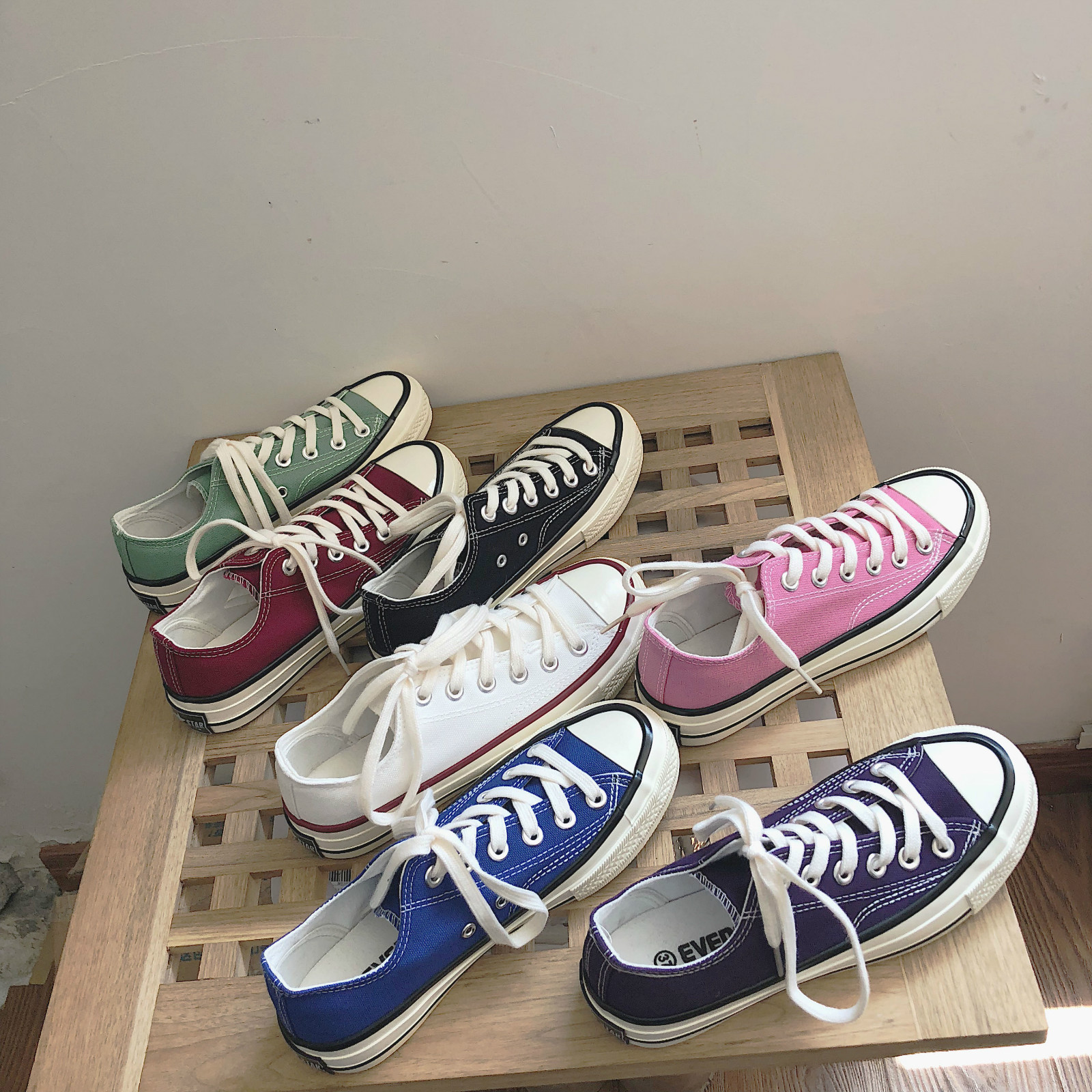 2018春季新款70s帆布鞋女韓版學生原宿風ulzzang1992鞋黑色港味鞋