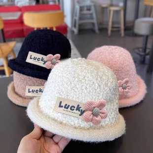 洋气好看的宝宝帽子女童帽子秋冬新款加厚儿童渔夫帽
