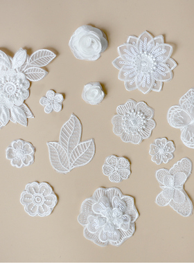 自粘白色蕾丝贴欧根纱衣服补丁贴蚊帐窗帘裙子装饰修补羽绒补破洞