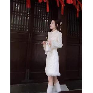 新中式老钱风冬装改良2025秋冬新款连衣裙加绒旗袍裙子冬季女装