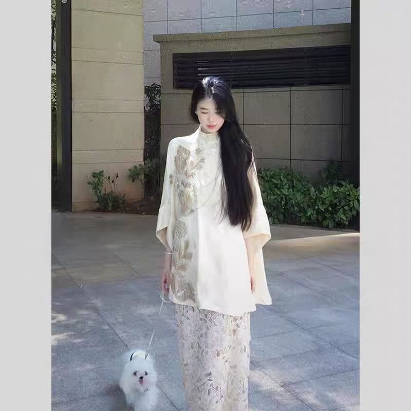 独特新中式女装国风年轻版改良唐装2025新款早秋上衣半裙两件套装