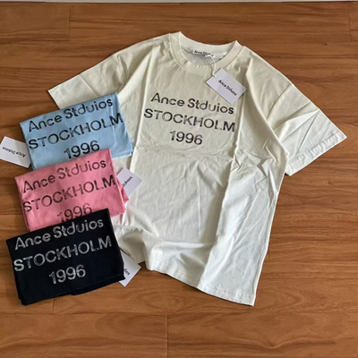 AC美式复古风1996字母印花短袖T恤男女宽松落肩袖棉上衣