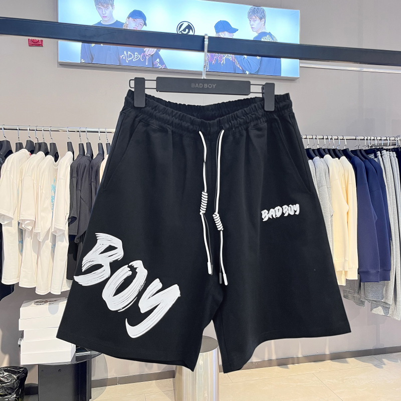 BOY黑色字母印花抽绳短裤男运动休闲五分裤,男装,短裤,淘宝优惠券,粉丝福利购,淘宝优惠卷