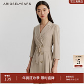 ARIOSE 收腰百褶裙连衣短裙10229025 式 YEARS春款 学院风西装