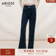 ARIOSEYEARS春秋高腰百搭通勤开叉微喇牛仔裤 女显瘦拖地30723201
