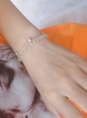 透明双层小爱心甜美风水晶手链