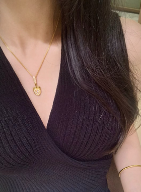 过份可爱~金铲铲镶钻金灿灿项链精致仿真金气质款不掉色锁骨链