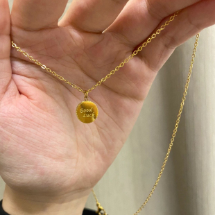 幸运牌 lucky小金币可水洗保色goodluck锁骨链项链女礼物不褪色