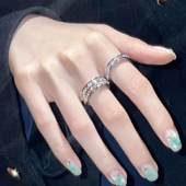 精致清冷大小姐百搭亮晶晶爆闪戒指组合叠戴夏天配饰潮酷风蹦迪