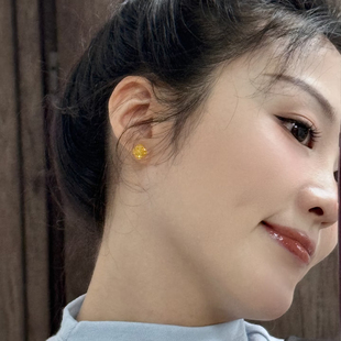 闪瞎了真的是~高级感满满爆闪方糖耳钉镀黄金色花丝镂空耳环耳饰