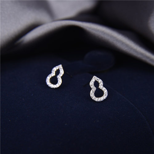 气质大小姐精致小巧镶钻葫芦耳钉