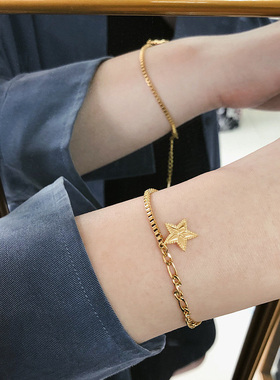幸运星定制！五角星锁环手链女轻奢小众精致手饰品2025年新款手环