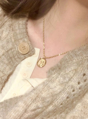 小金饼向日葵ins复古风项链