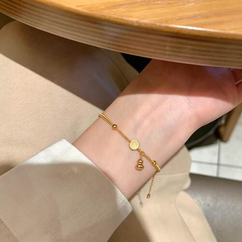 新中式福禄小葫芦金手链不掉色钛钢细链小众简约日常通勤百搭手饰