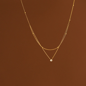 精致双层设计款 项链女气质轻奢小众高级感叠戴夏锁骨链颈链choker