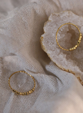 洗澡可戴清冷风冰块戒指质感不掉色小串珠质感指环叠戴仰气感经典