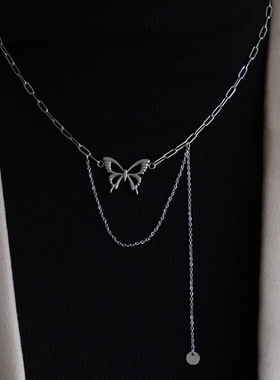 个性百搭蝴蝶项链女轻奢小众设计感ins嘻哈冷淡风秋冬锁骨毛衣链