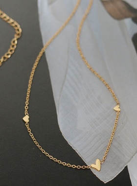 高级轻奢精致基础小桃心锁骨链