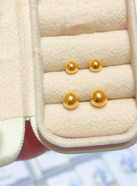 防过敏5G极光金珠耳钉18K包金小豆豆金豆子日常通勤养耳洞不掉色