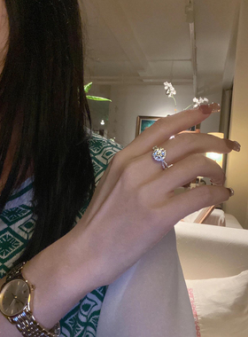 洋气款!钻戒假仿真结婚道具戒指结婚梨形人造钻石指环显贵亮晶晶