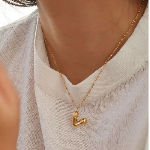 ins字母V项链简约明星同款小众