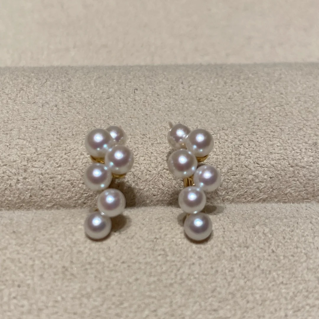 施家迷你复古六颗珍珠耳钉