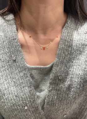 浓烈浆果~细节满满金钢红心项链透亮质感好运不掉色毛衣洋气锁骨