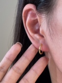 贵气袭人 养耳洞2.0睡觉洗澡免摘防过敏金色光面小耳圈耳环百搭