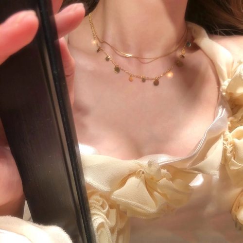 金闪闪发光水滴锁骨链原创