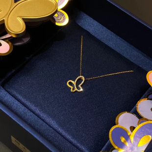 月落星沉，国风式浪漫显白精致镶钻镂空蝴蝶项链文艺复古锁骨链