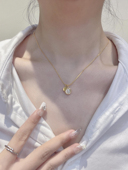 清心寡欲白葡萄甜酒优雅小清新猫眼石项链百搭可调节少女锁骨链