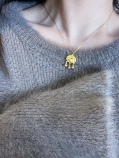 老钱风～小富贵新中式素雅大方小金锁吉祥如易摇铃项链毛衣链国潮