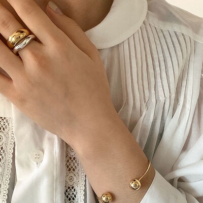 韩国复古博主风高级质感波浪戒指