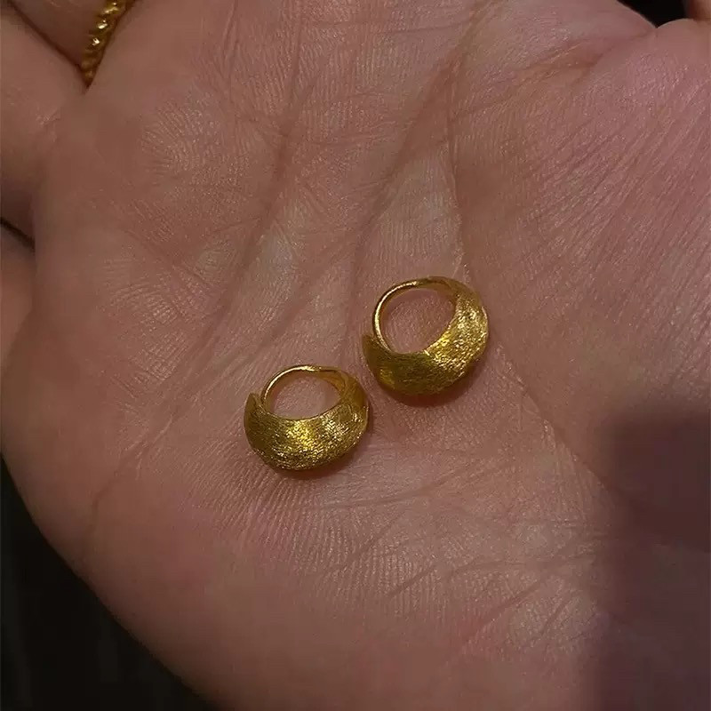 复古老钱风新中式拉丝精致小耳钉女小众设计轻奢高级感耳饰耳环