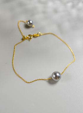 施家灰色水晶珍珠手链