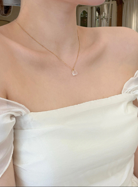 水晶锁头项链韩系简约少女风