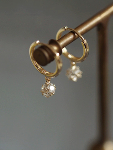 敲可爱 闪闪锆石吊坠耳圈亮晶耳环高级感百搭洋气小耳扣耳钉减龄