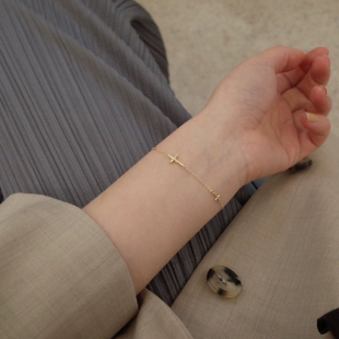 忠于信仰精工S925纯银十字架微镶手链时尚简约高级感极细叠戴手饰