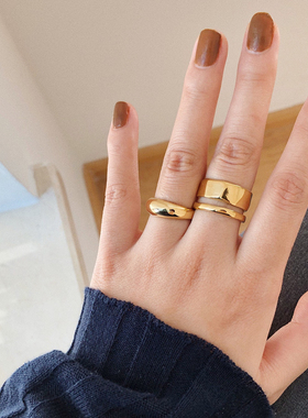 钛钢镀金双层戒指男女开口可调节时尚个性ins小众冷淡风简约指环