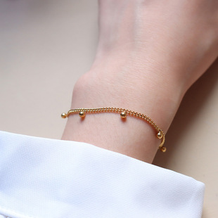 韩国18K包金紫霞仙子手链仙女手饰流苏金球灵动小金珠素金清新百