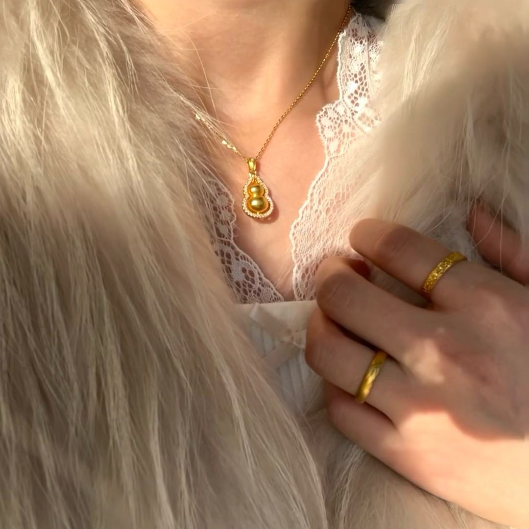 有金有钻,有进有赚!寓意超好点钻金葫芦项链不掉色仿真金磨砂感