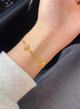 18k包金镭射蝴蝶手链女2025年新款古法金时尚精致高级首饰送女友