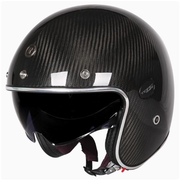 TORC碳纤维复古头盔男女四季摩托车四分之三半盔巡航大码超轻机车