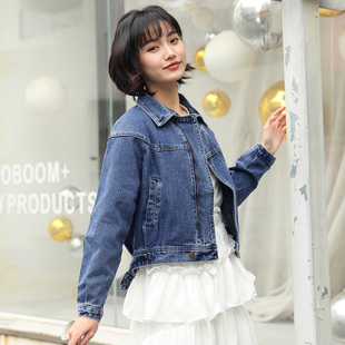 潮学生原宿BF上衣拉链9921 宽松春秋韩版 新款 百搭牛仔外套女装
